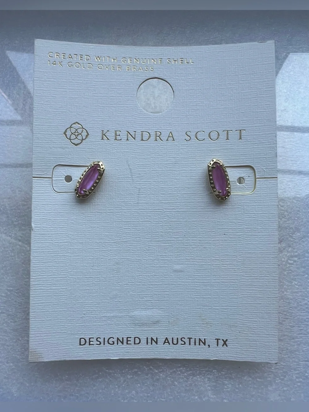 Kendra Scott Gold Over Brass Lilac Shell Stud Earrings